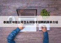 泰国区块链公司怎么样知乎招聘的简单介绍